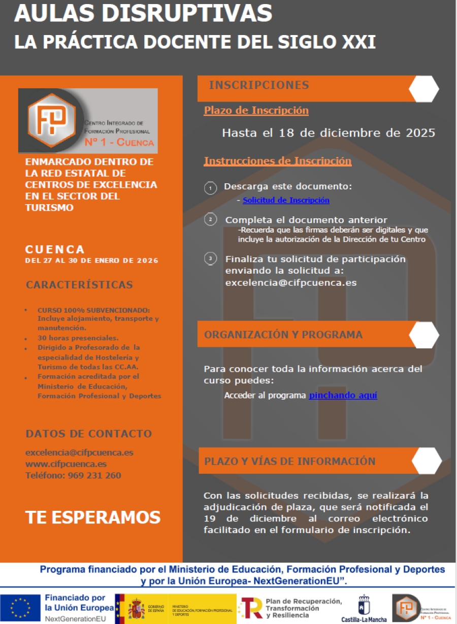 CURSO AULAS DISRUPTIVAS. LA PR&Aacute;CTICA DOCENTE DEL SIGLO XXI